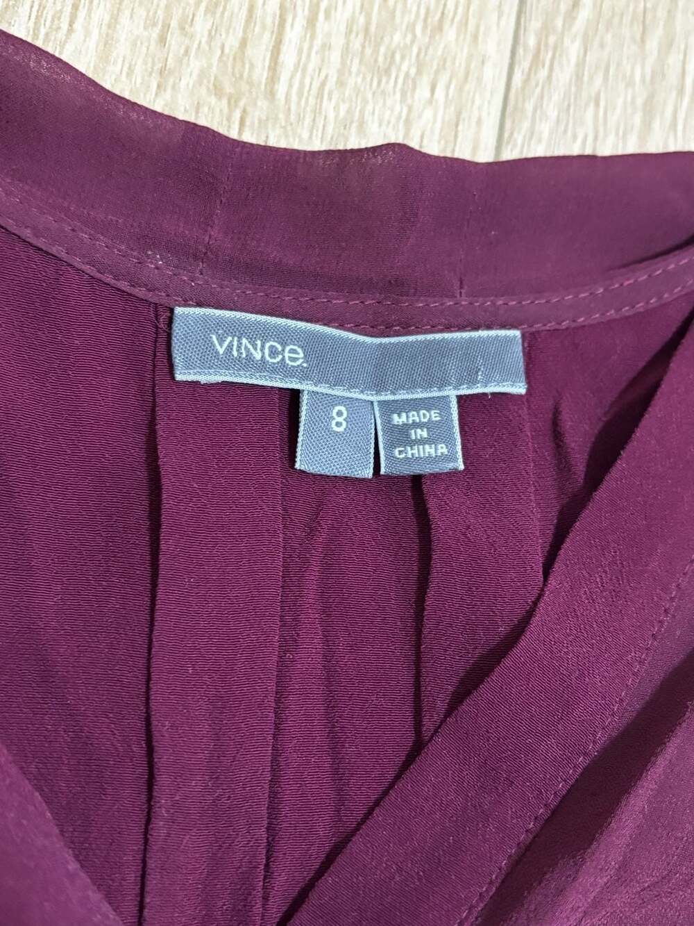 Vince Burgundy Silk Double Layer Long Sleeve Tunic Shift Dress - Picture 3 of 6